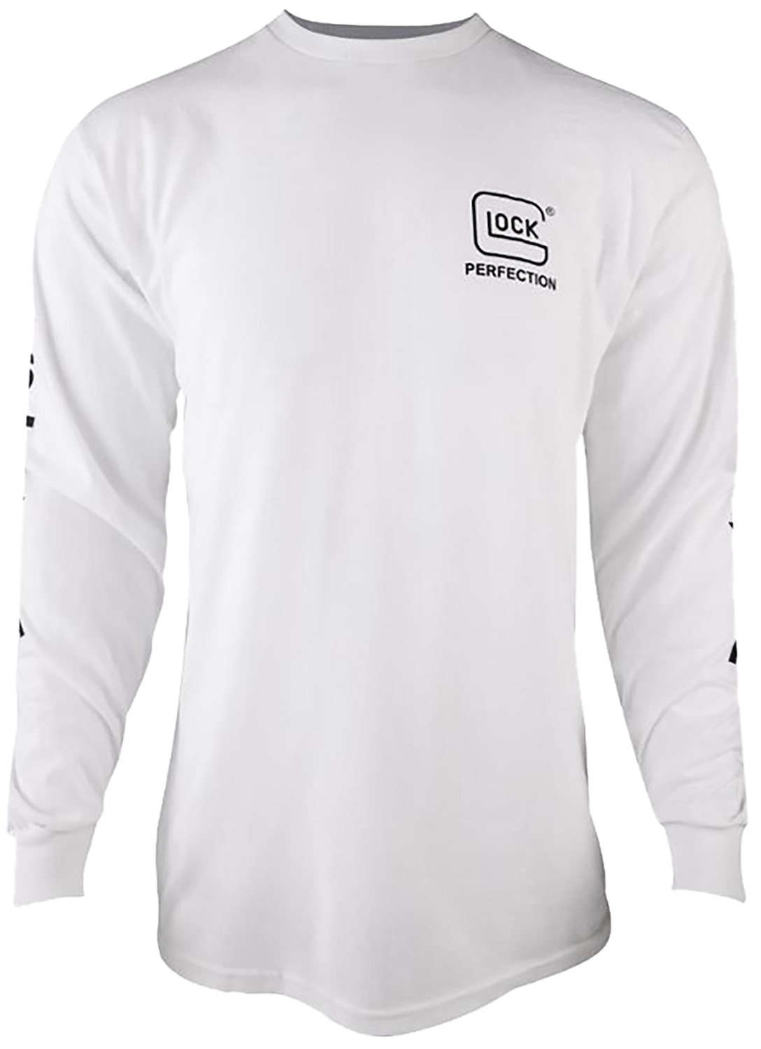 White long-sleeve Glock Perfection logo shirt