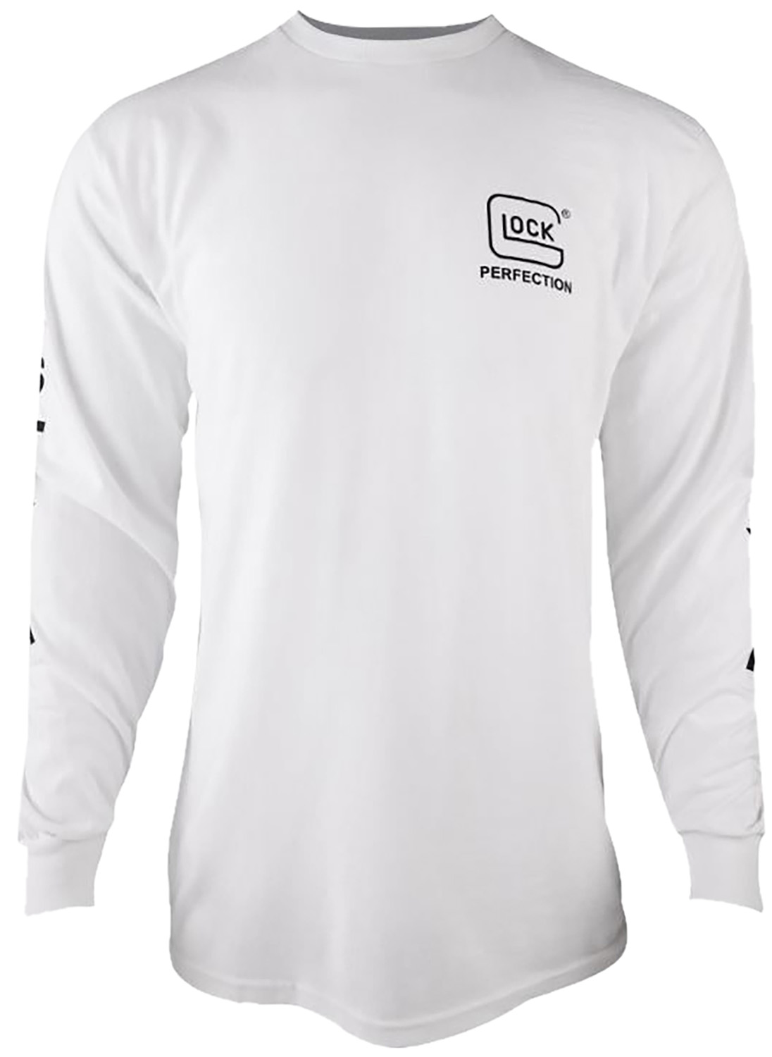 White long-sleeve shirt with Glock Perfection logo