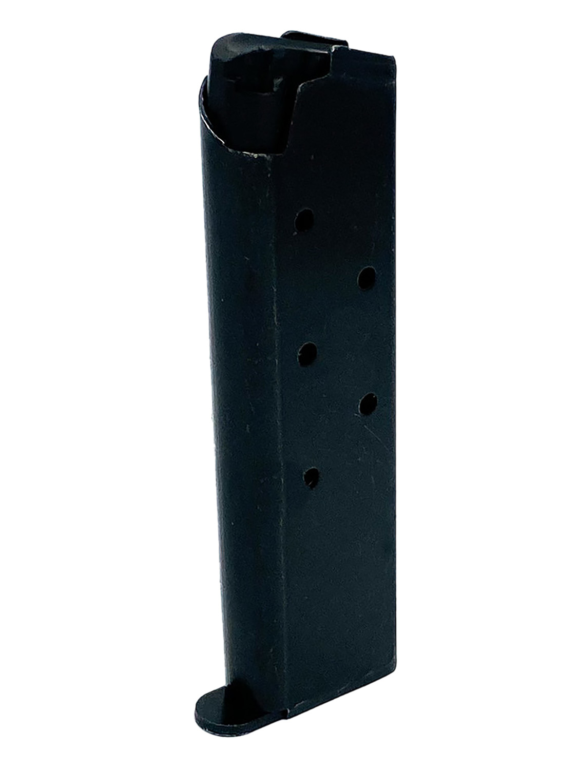 Black handgun magazine on white background