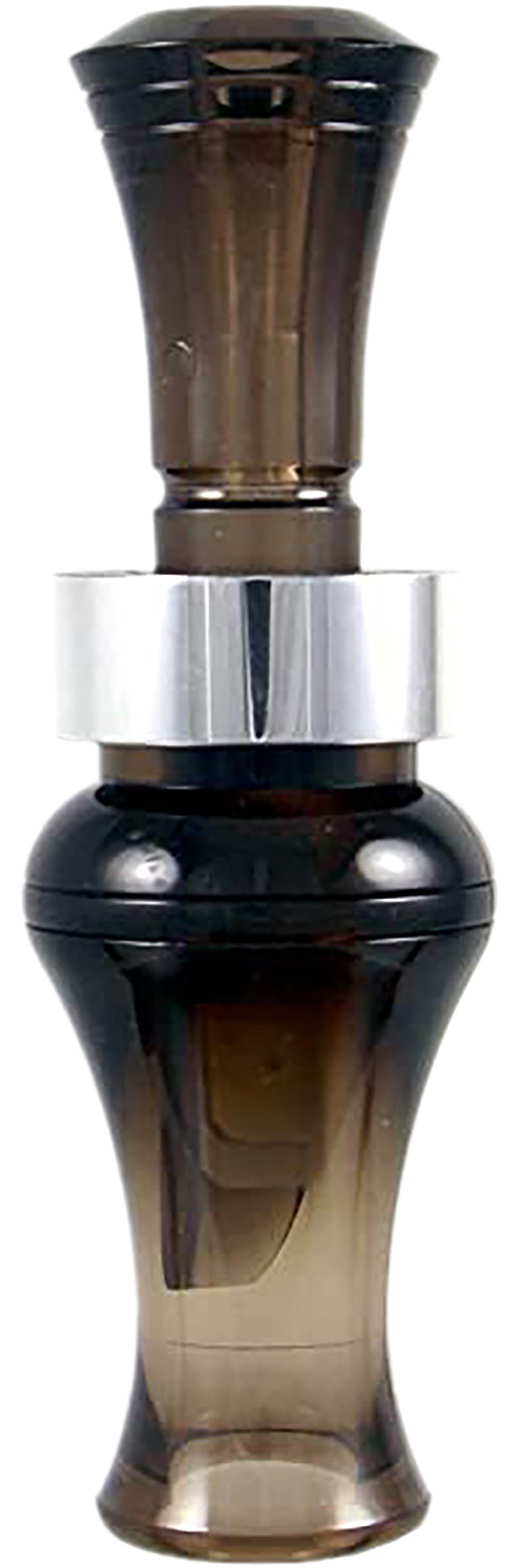 Brown duck call with silver band