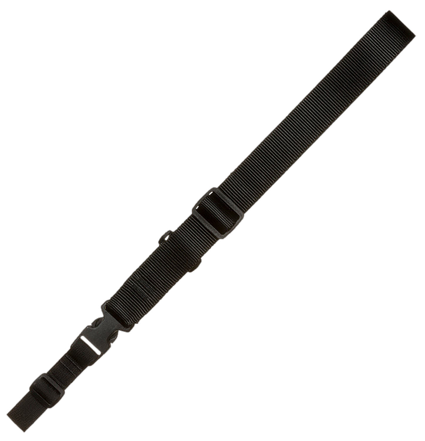 Black adjustable nylon strap with plastic buckle