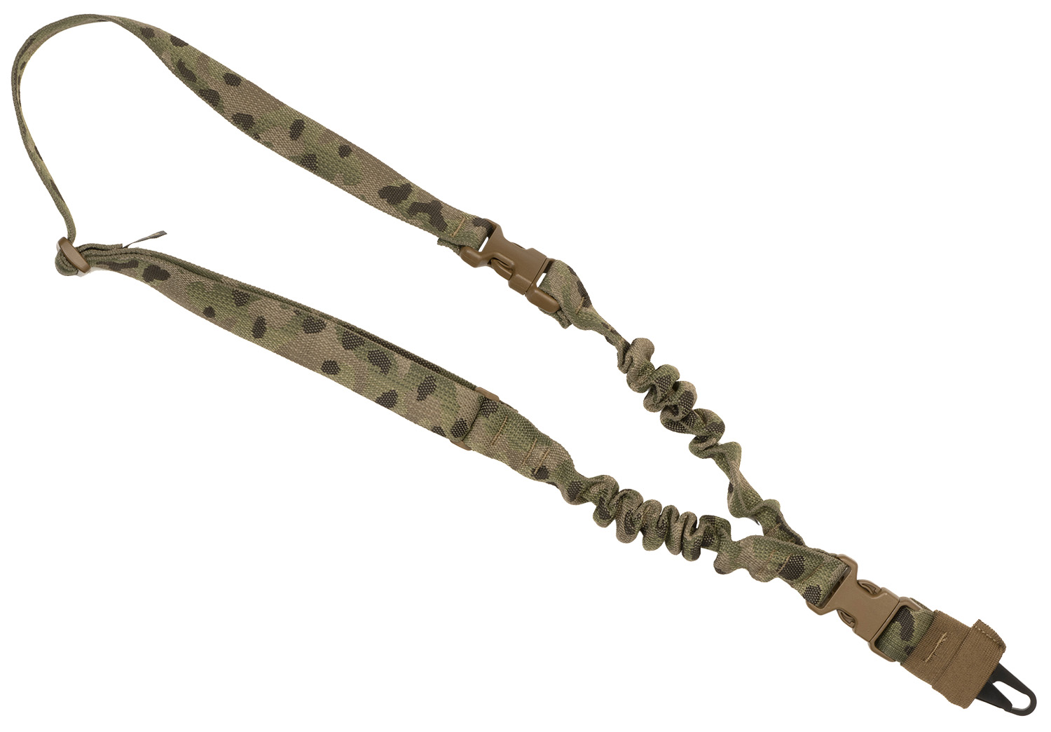 Camouflage tactical rifle sling with bungee section
