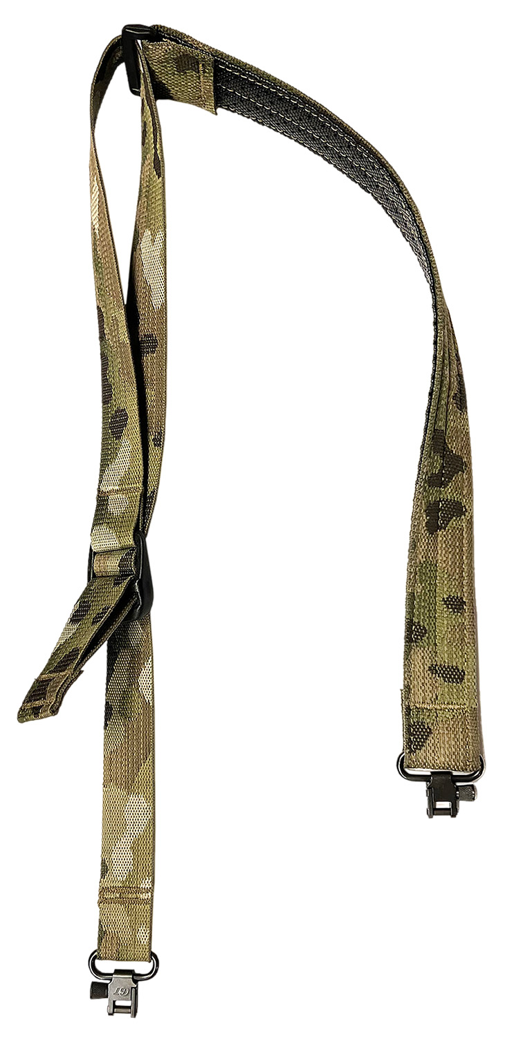 Camouflage adjustable rifle sling with metal clips