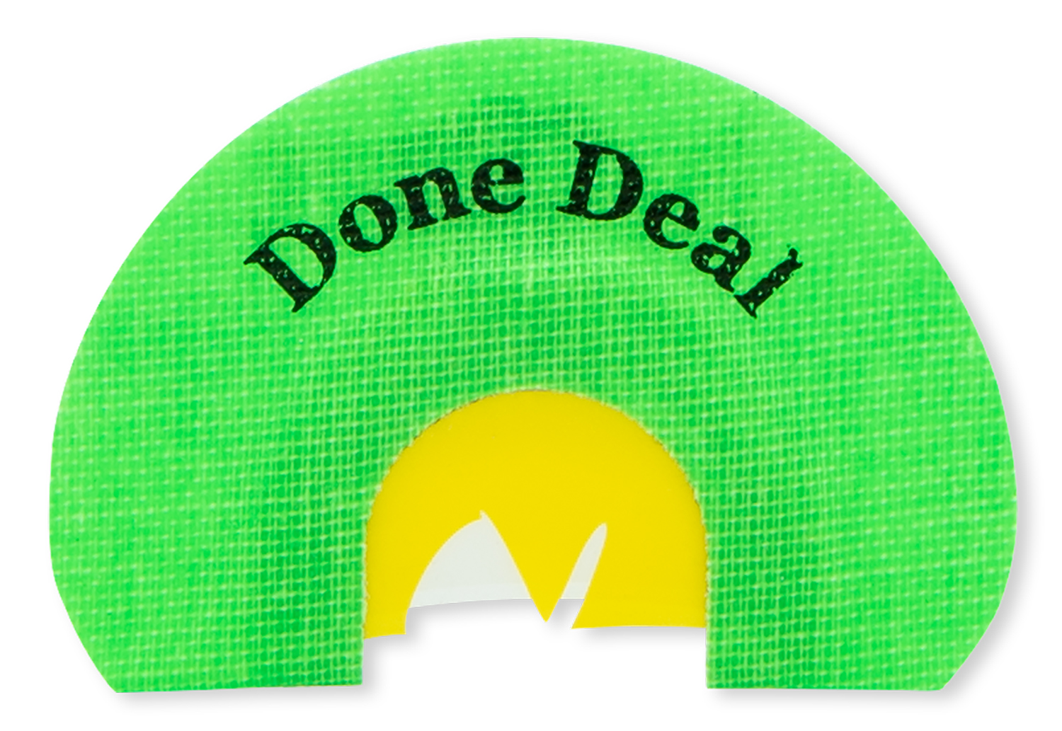 Green Done Deal sticker with peeled center