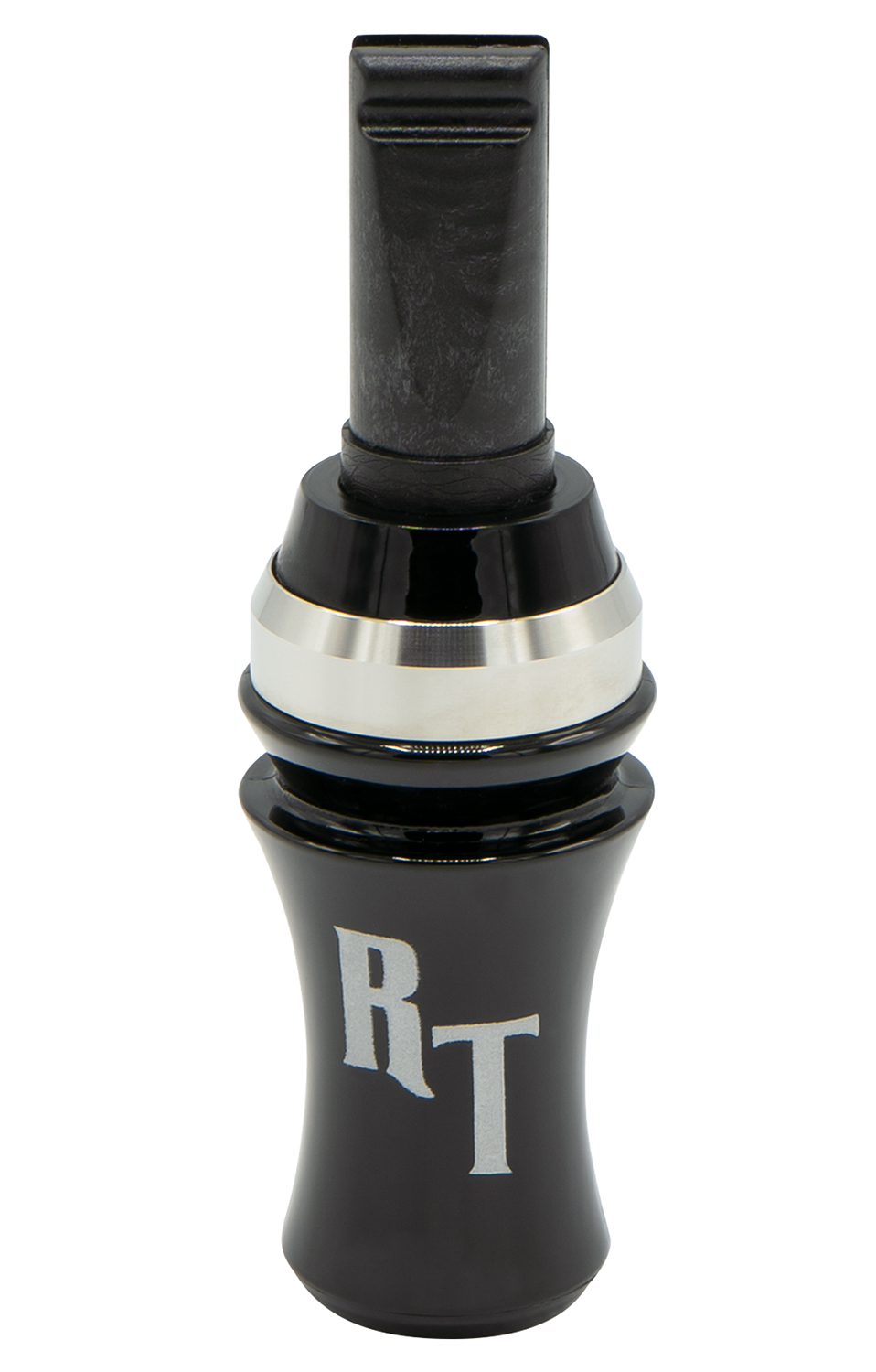 Black duck call with silver band and RT logo