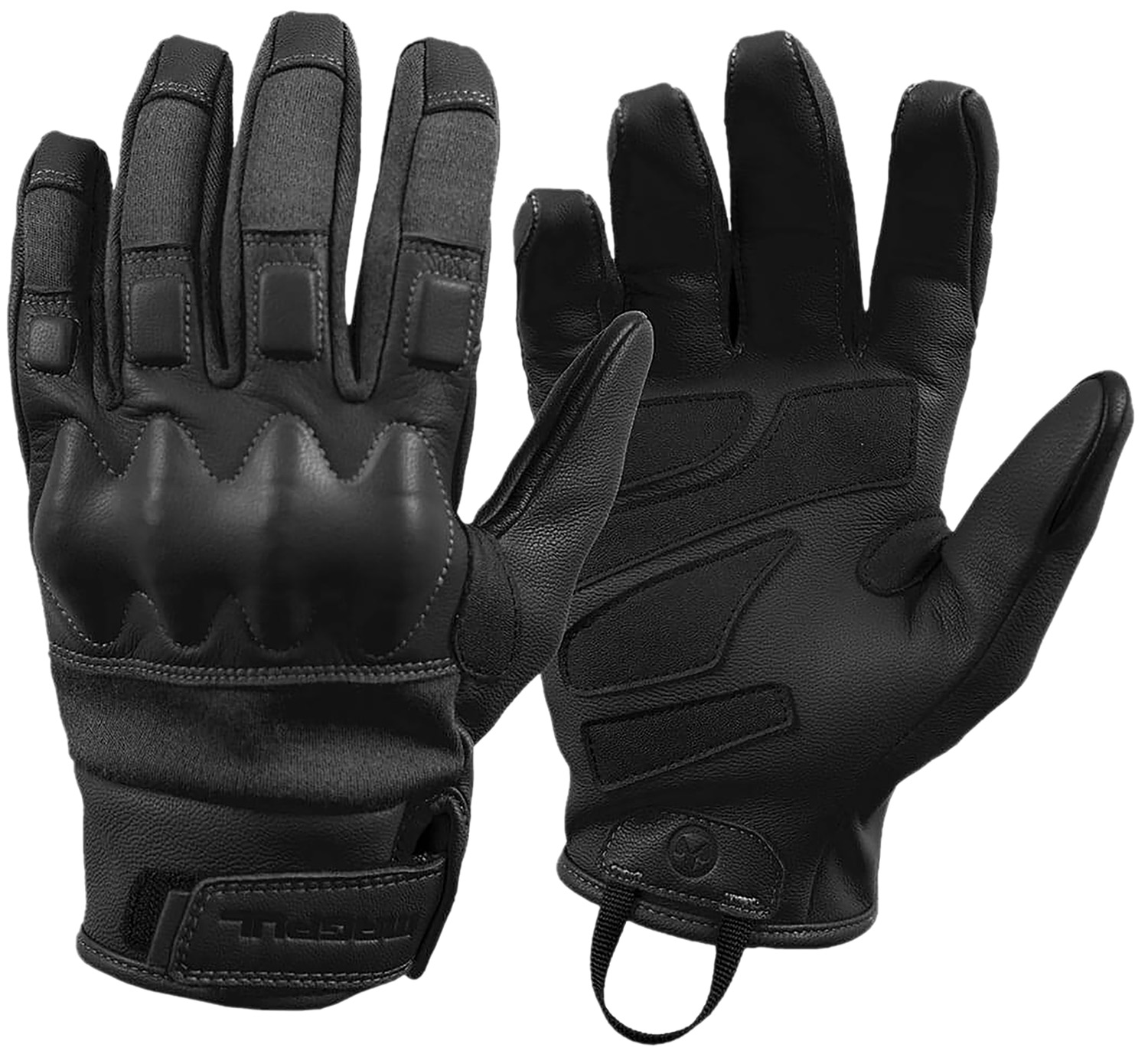 Black tactical gloves front and back view