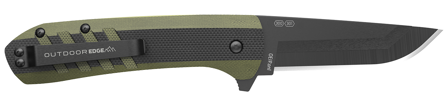 Green and black folding pocket knife