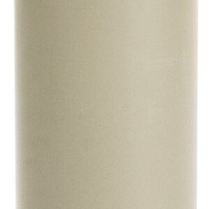 Beige cylindrical firearm suppressor with mounting base