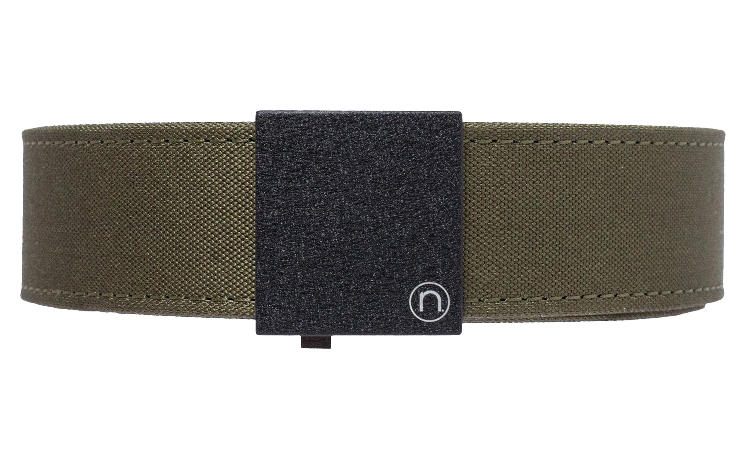 Olive green fabric belt with black buckle