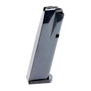 Black handgun magazine on white background