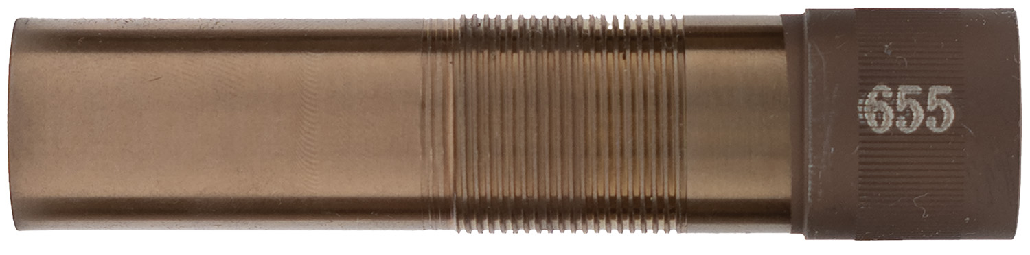 Brown threaded cylindrical tube labeled 655