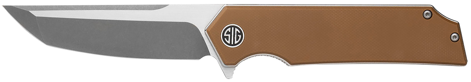 Brown-handled folding knife with SIG logo
