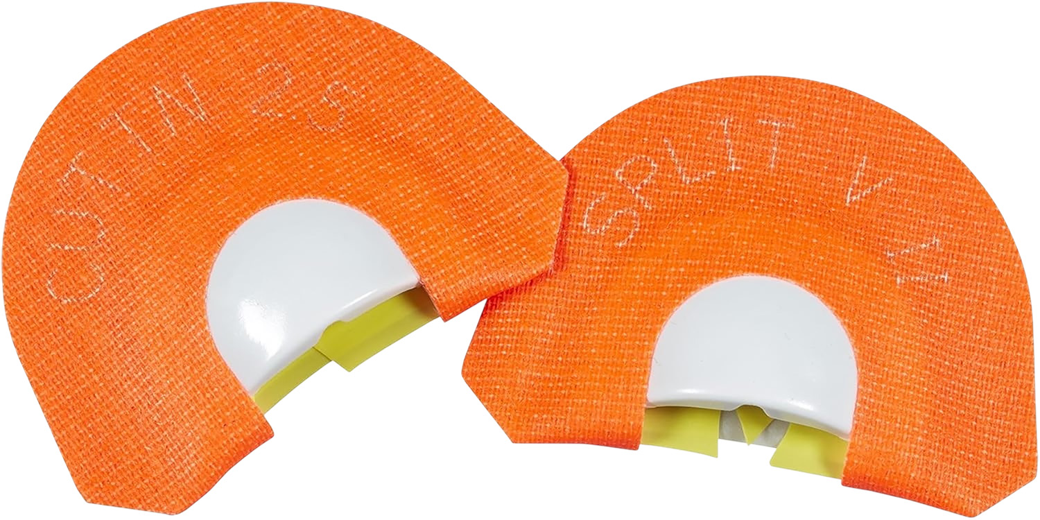 Orange turkey diaphragm mouth calls with reeds