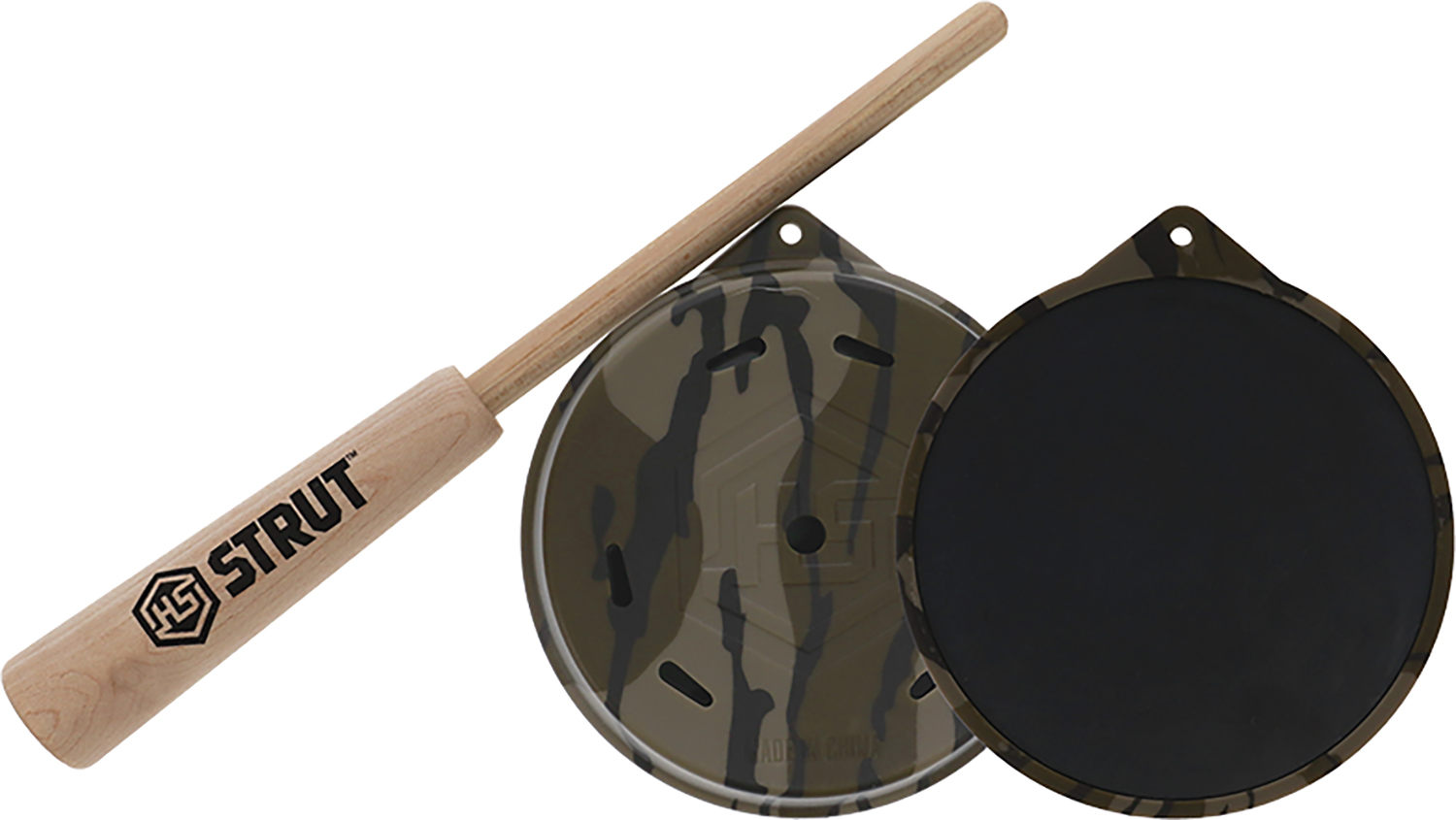 Wooden bat and camouflage training pads