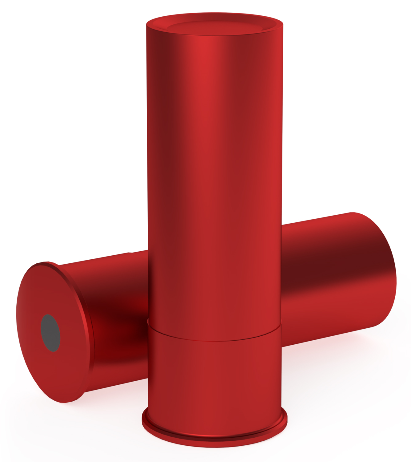 Red cylindrical pipe intersection 3D render