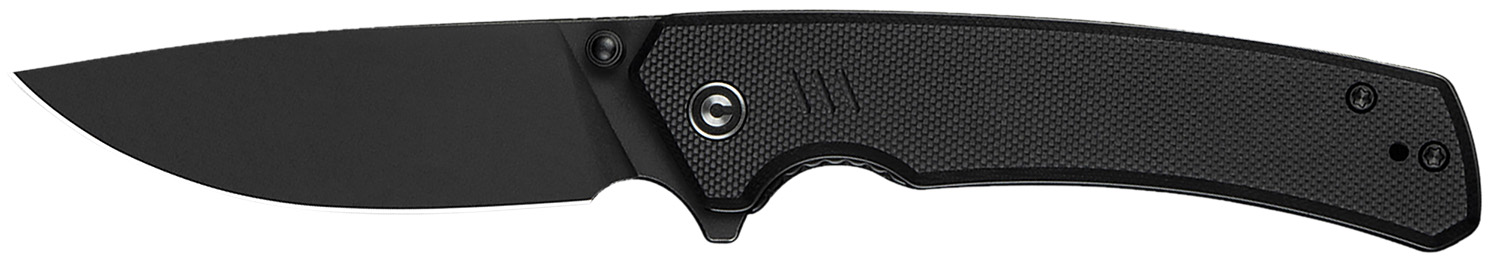 Black folding pocket knife isolated on white