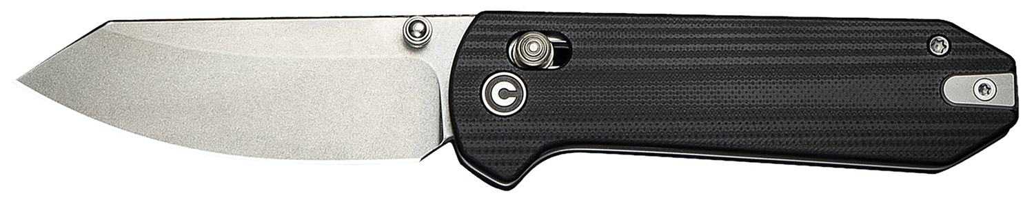 Black folding pocket knife with silver blade