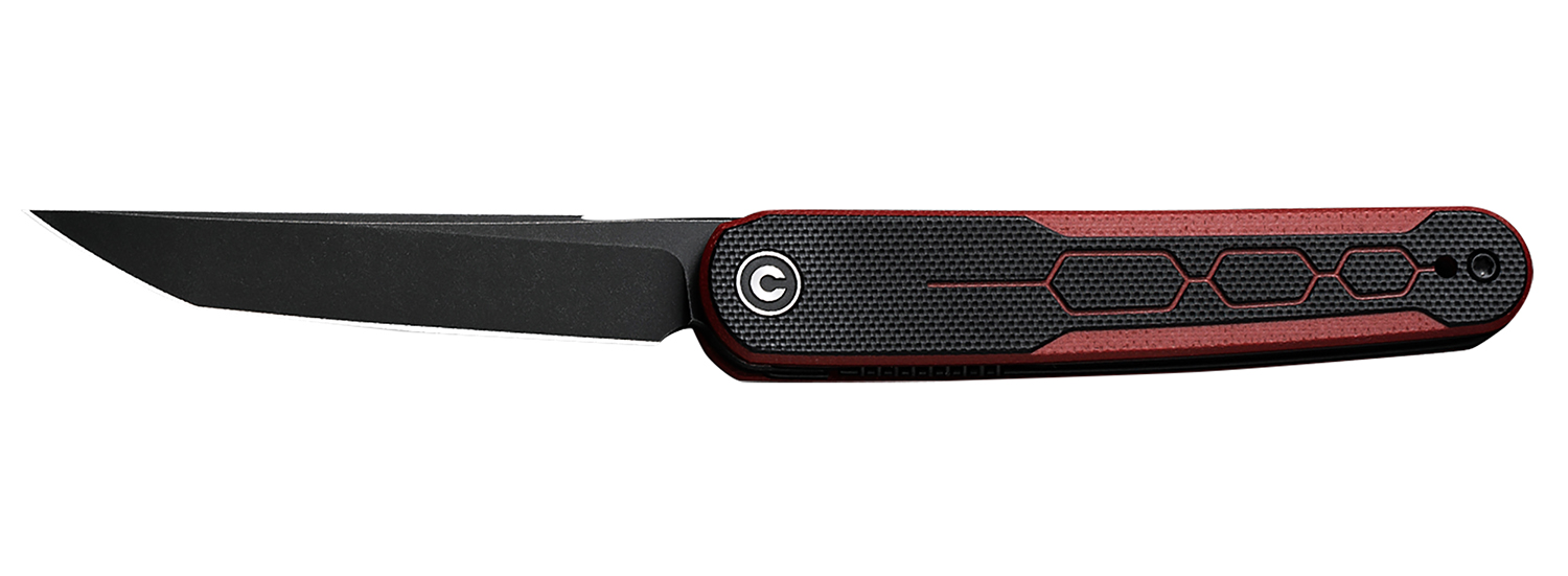 Black and red folding pocket knife