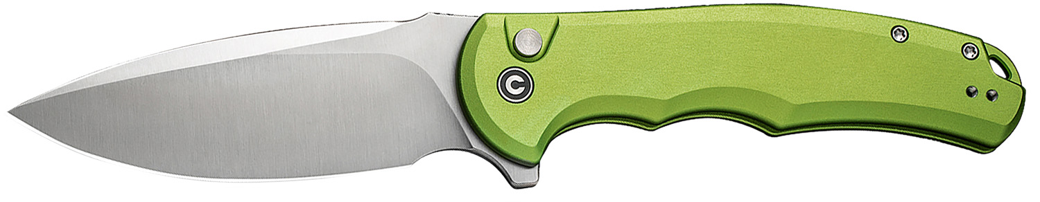 Green-handled folding knife with stainless steel blade