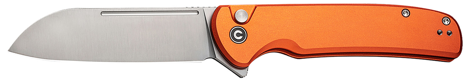 Orange-handled folding pocket knife with silver blade