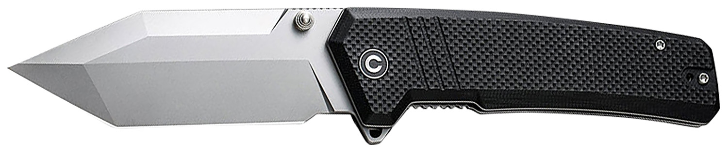 Black folding knife with tanto blade