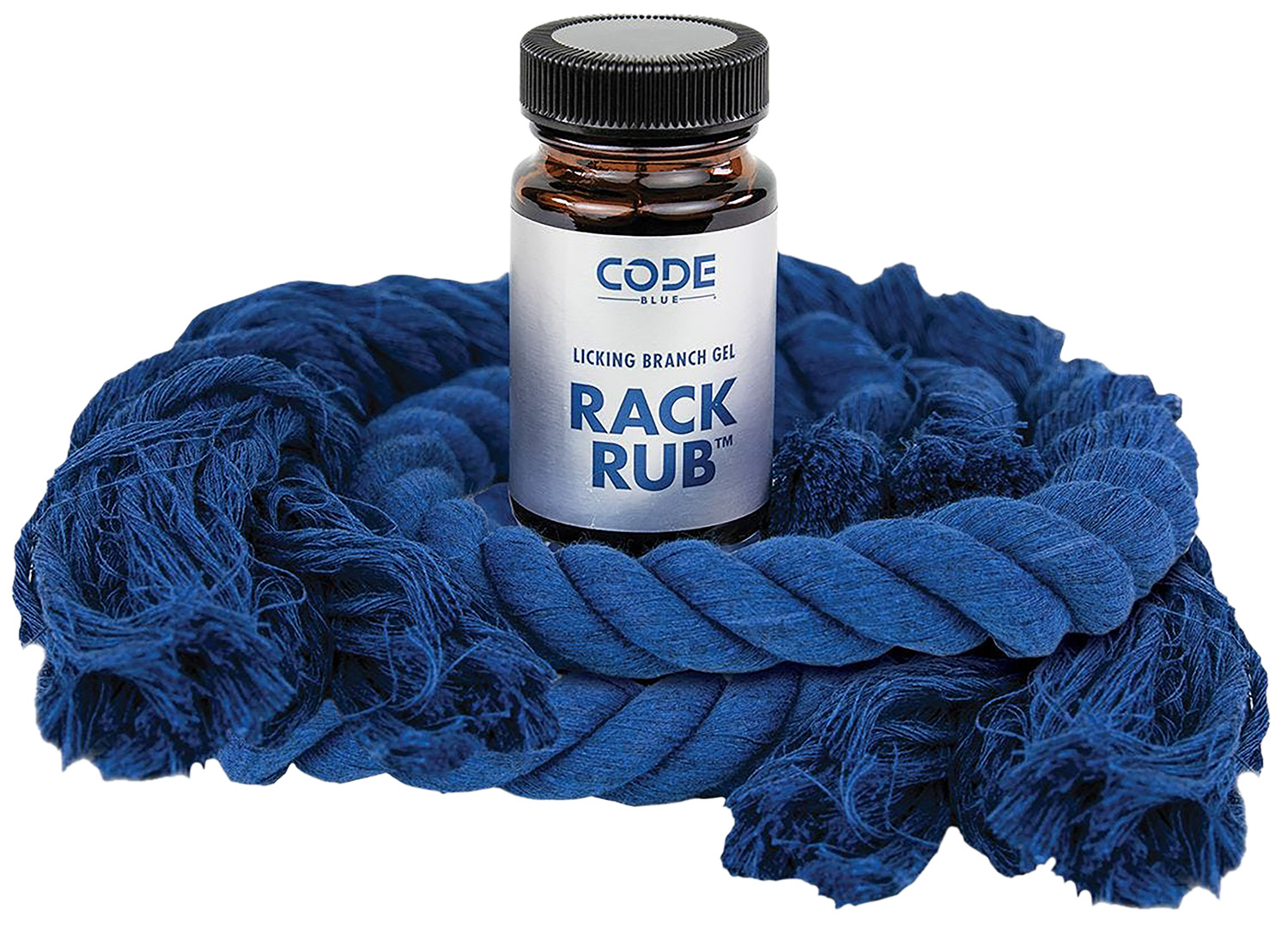 Rack Rub gel bottle on blue rope