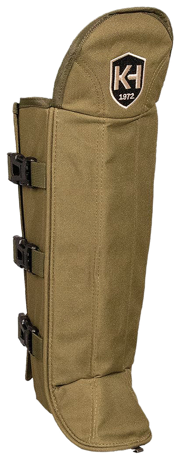 Khaki cricket leg guard with buckles