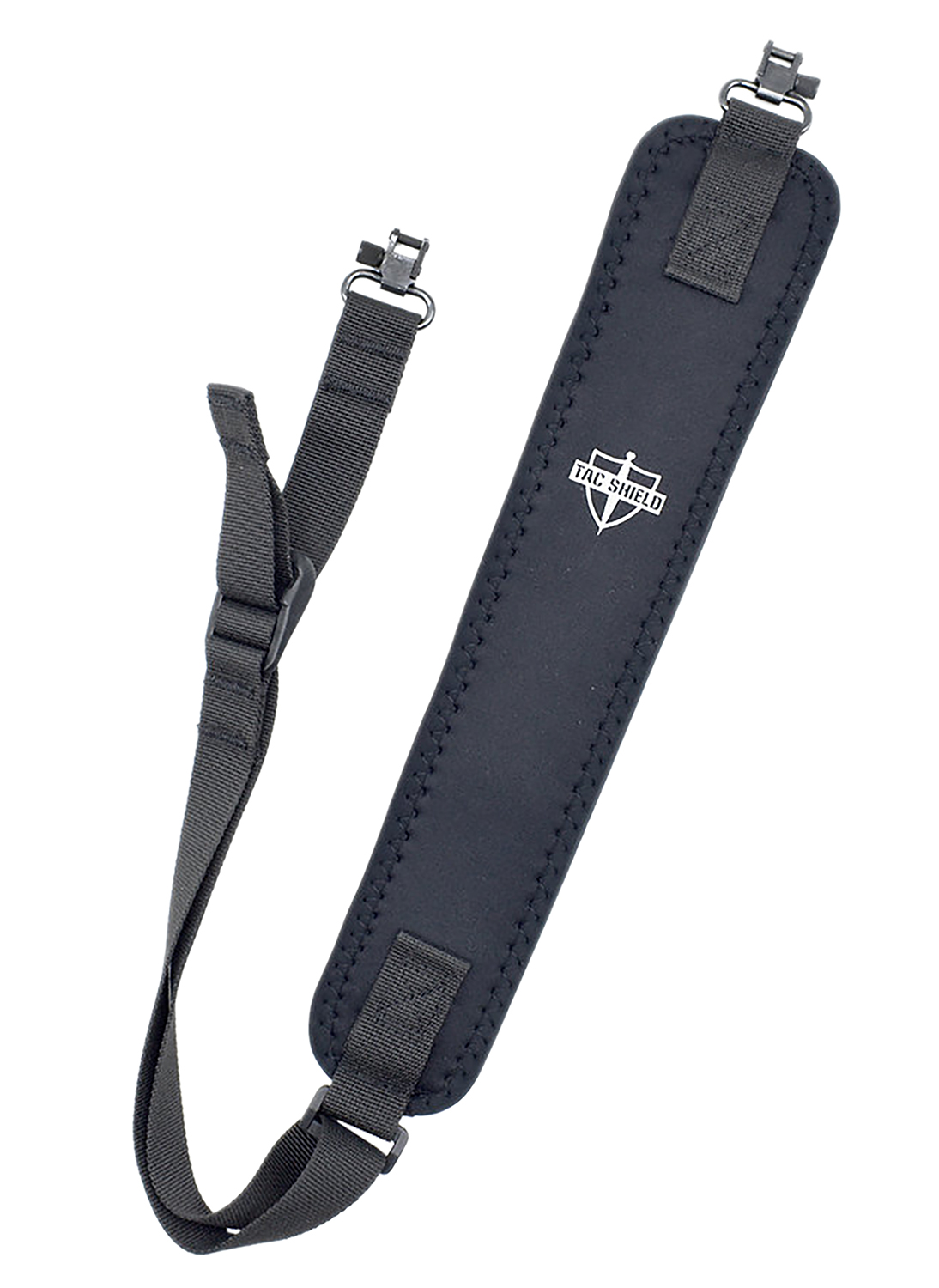 Black padded rifle sling with adjustable straps