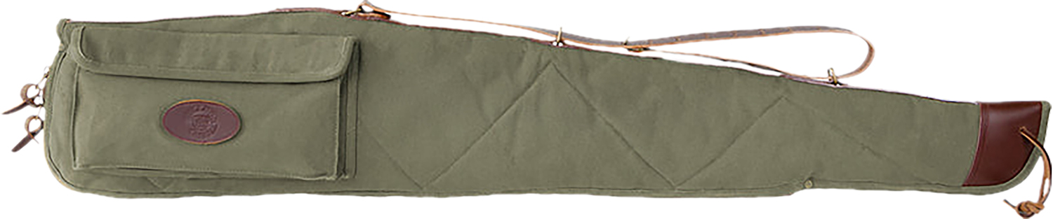 Green canvas rifle case with leather trim