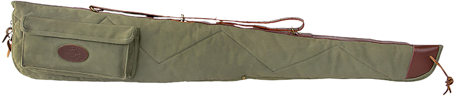 Green canvas rifle case with leather trim