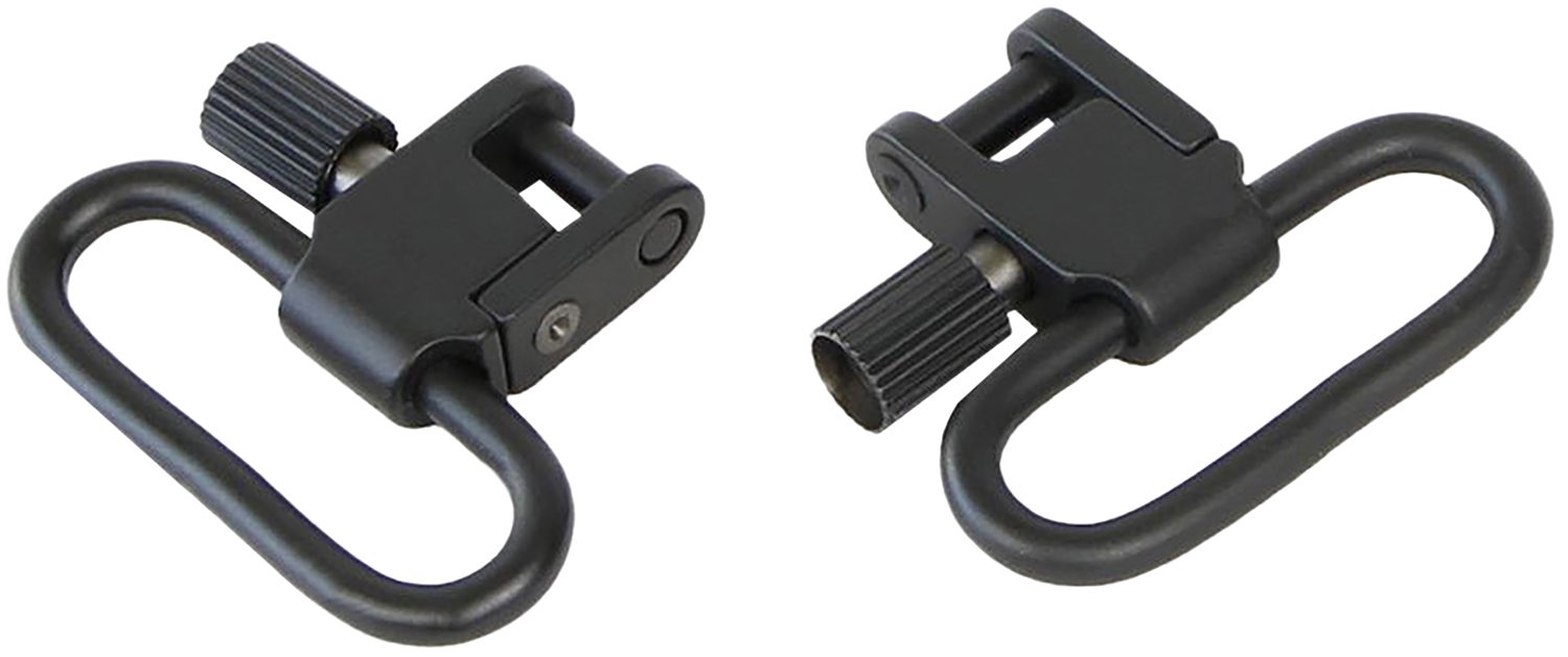 Two black quick-detach sling swivel mounts