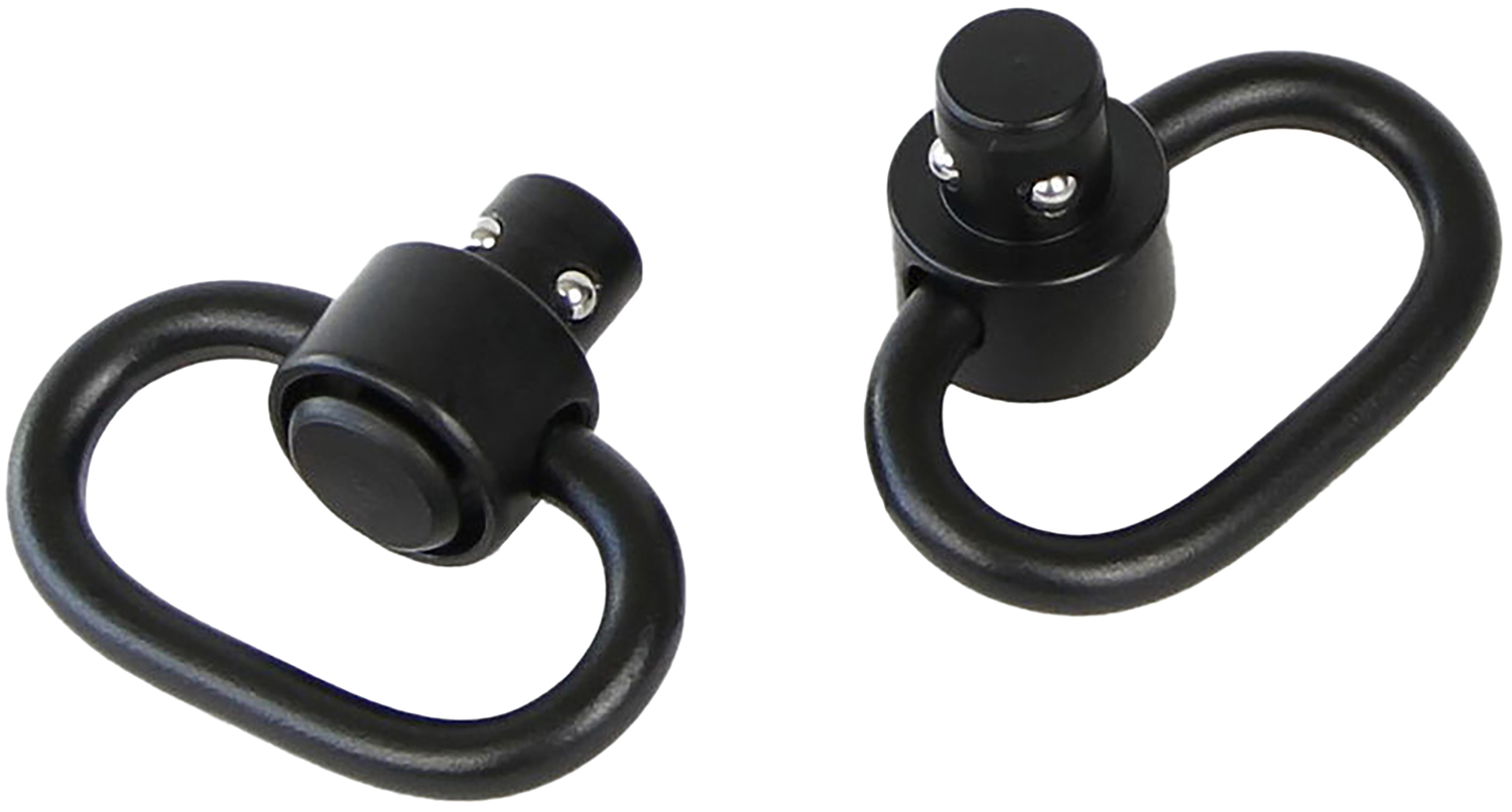 Two black quick-detach sling swivel mounts