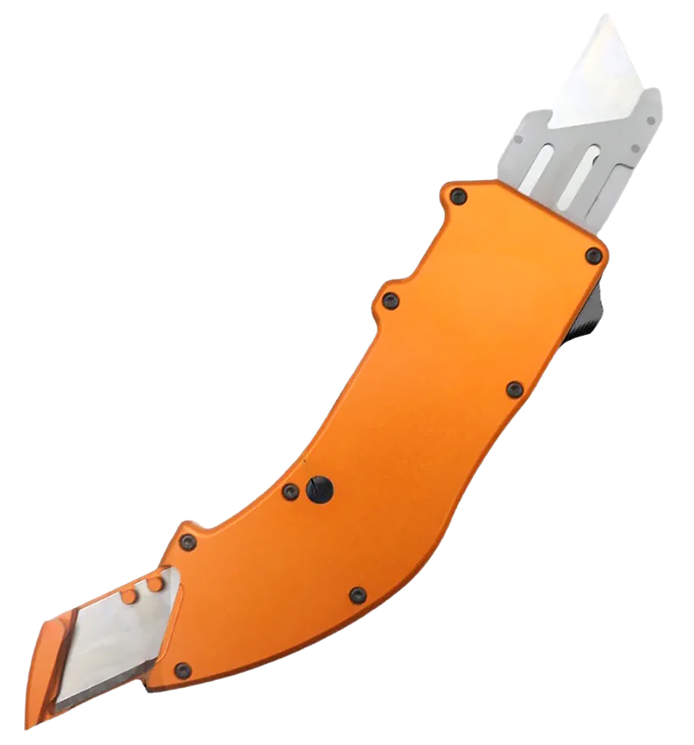 Orange retractable utility knife with metal blade