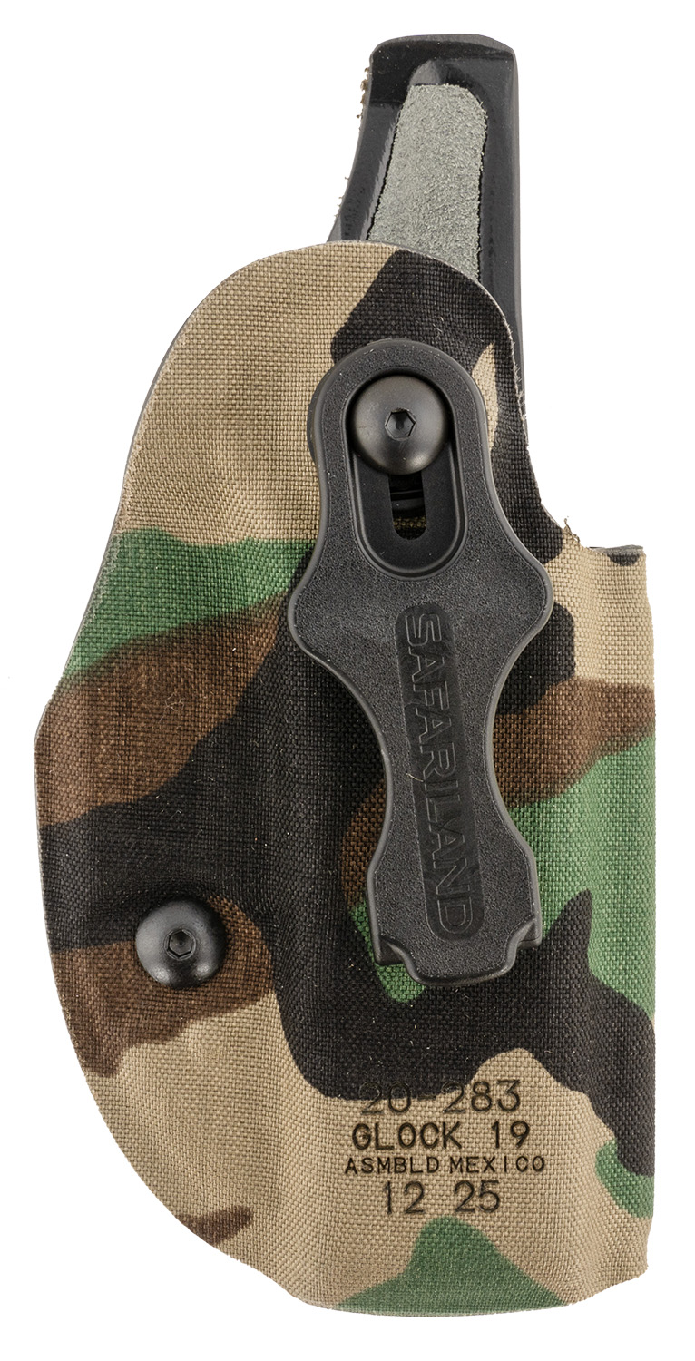 Camouflage Safariland holster for Glock 19 pistol