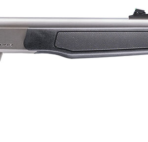 Bolt-action rifle with black synthetic stock