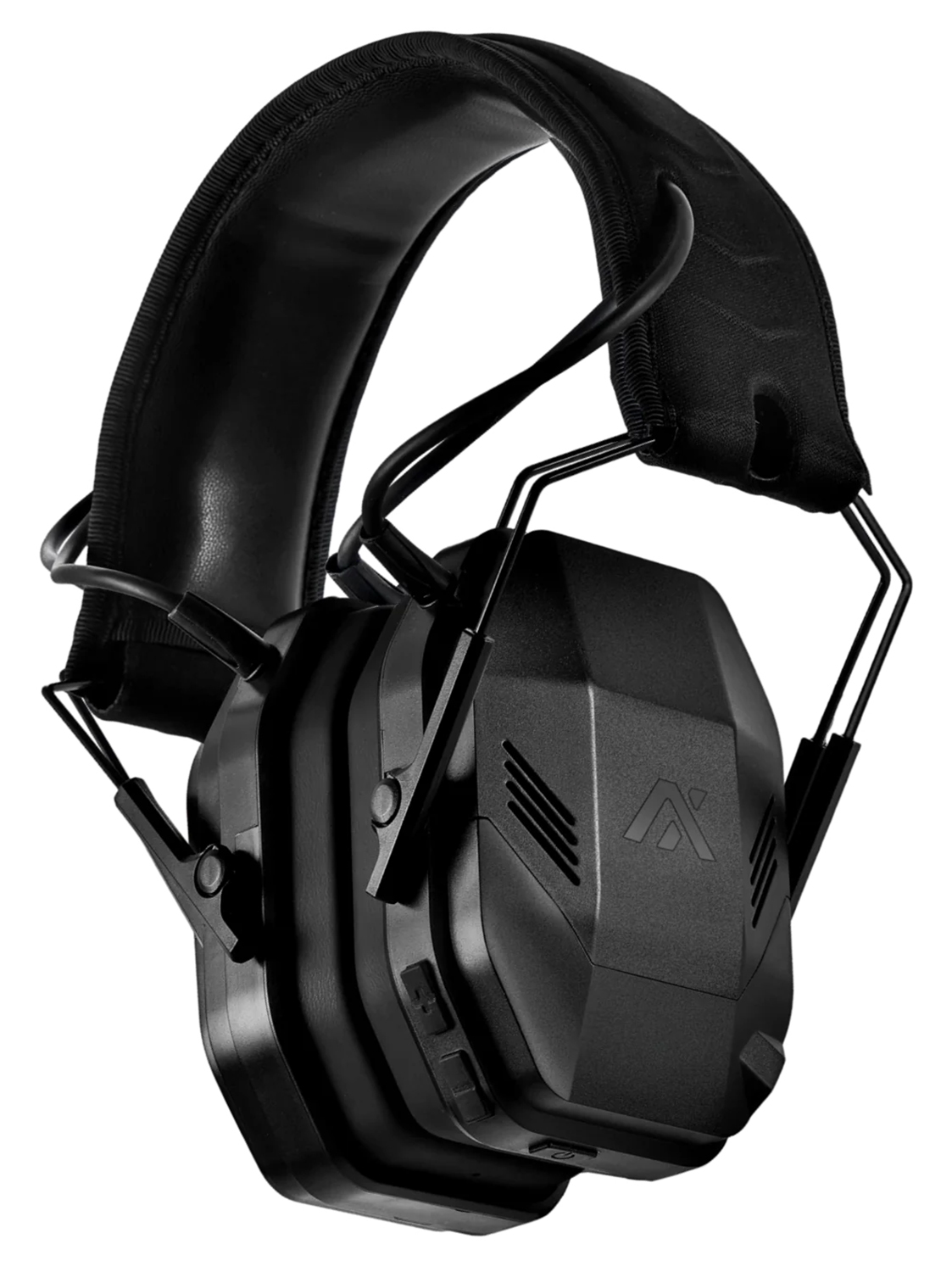 Black over-ear electronic hearing protection earmuffs