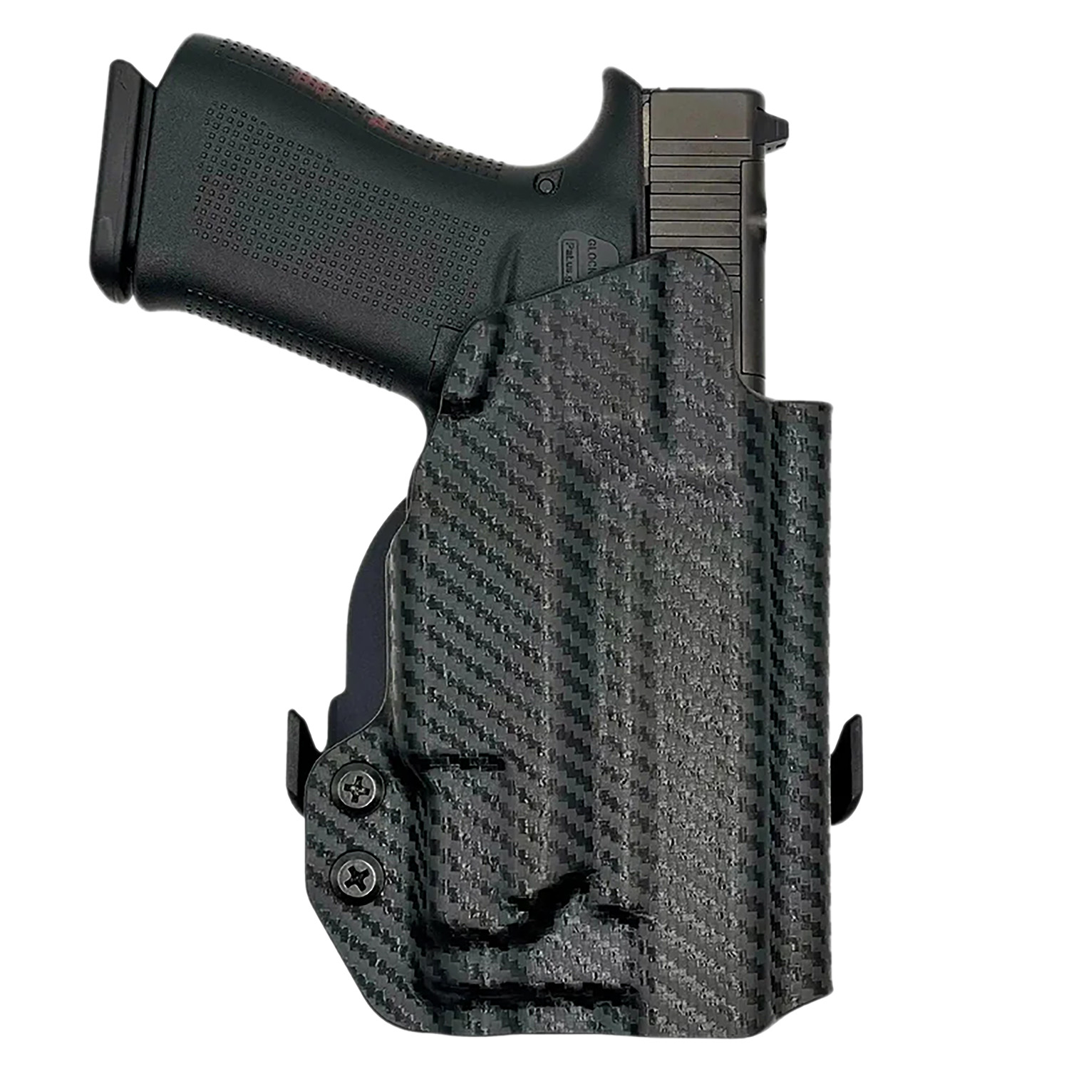 Handgun in black carbon fiber holster