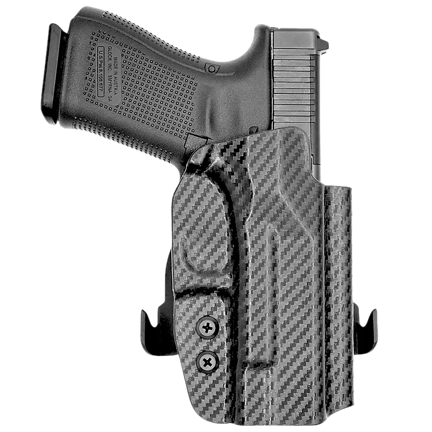 Handgun in carbon fiber holster