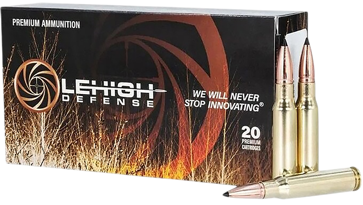 Lehigh Defense premium ammunition box with cartridges