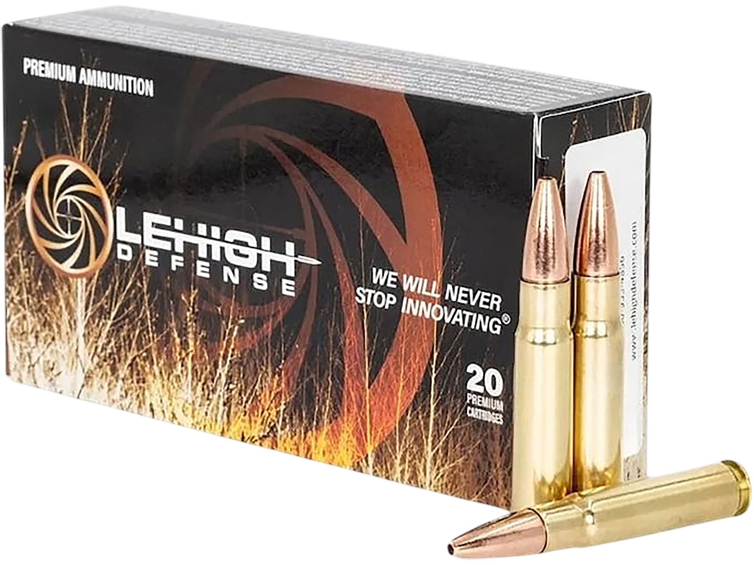 Lehigh Defense premium ammunition box with cartridges