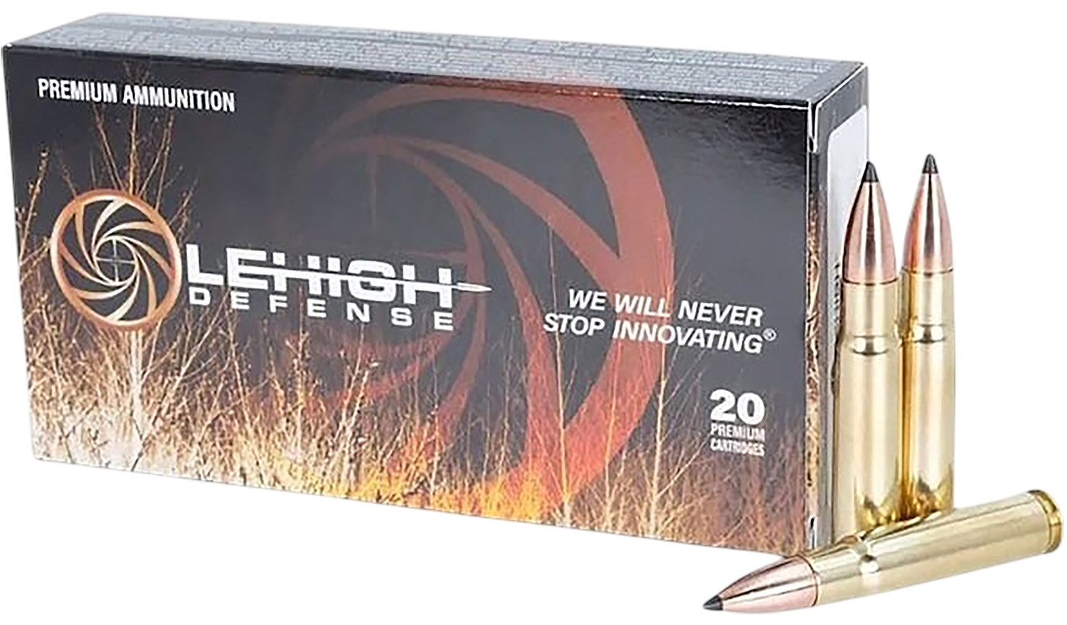Box of Lehigh Defense rifle ammunition cartridges