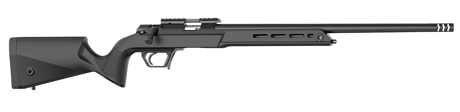 Black precision rifle with modern design