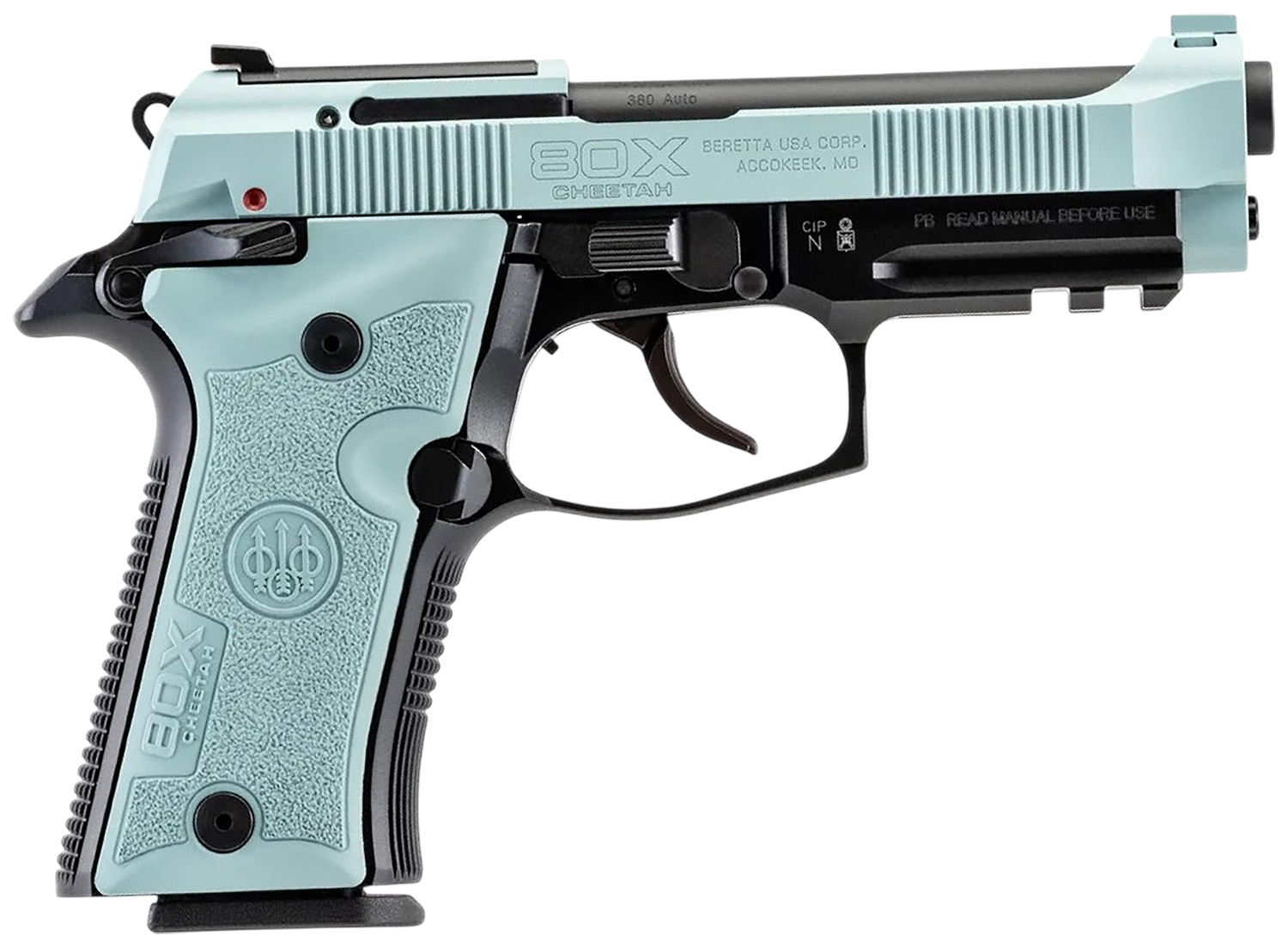 Light blue Beretta 80X Cheetah handgun
