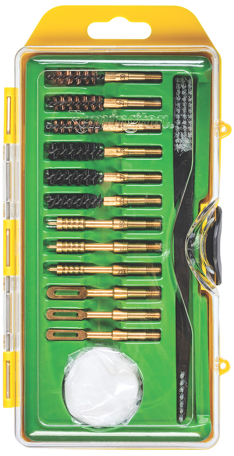 Gun cleaning kit with brushes and tools