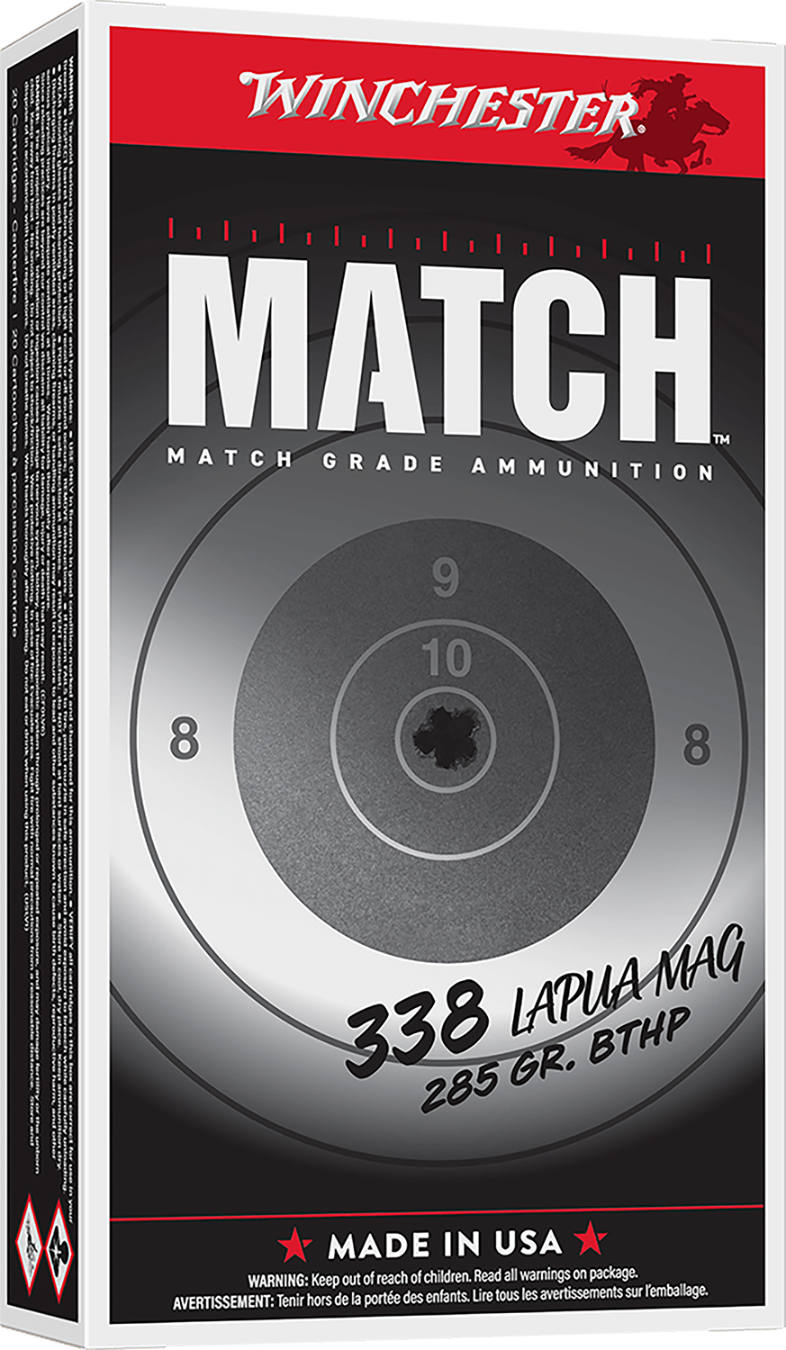 Winchester Match .338 Lapua Magnum ammunition box