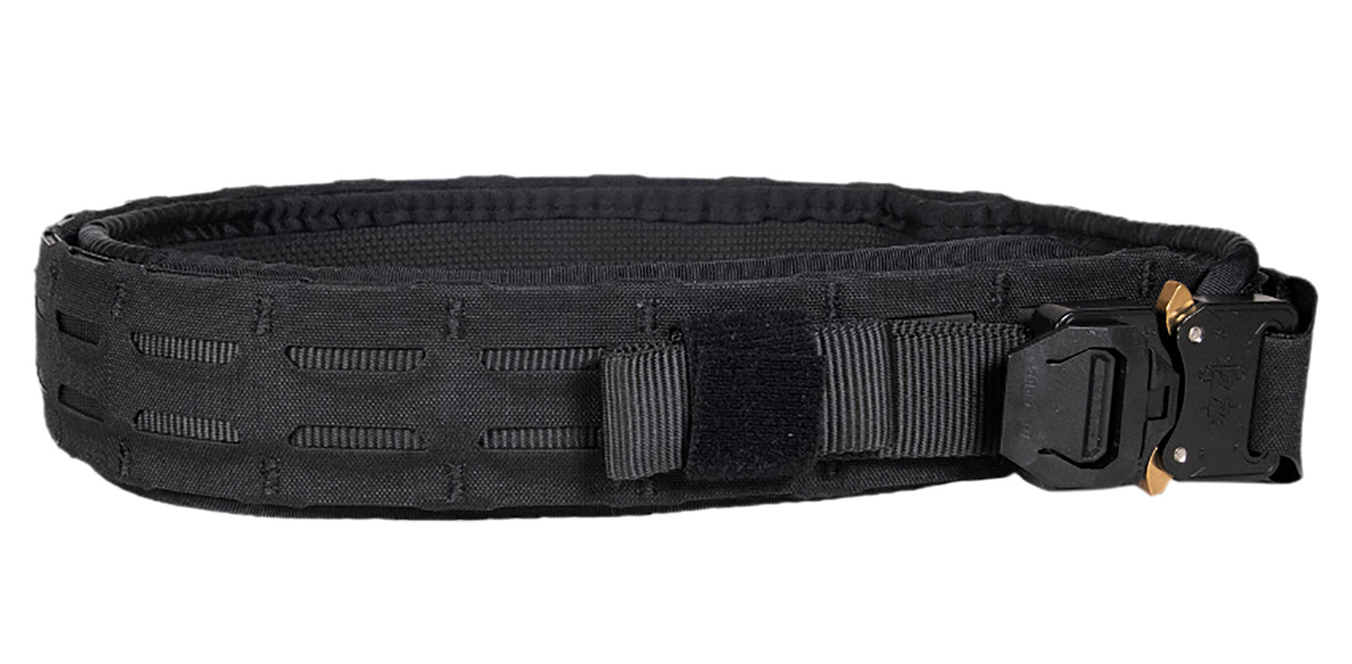 Black tactical belt with metal buckle