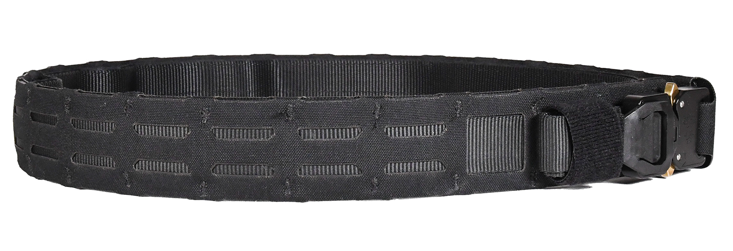 Black tactical belt with metal buckle