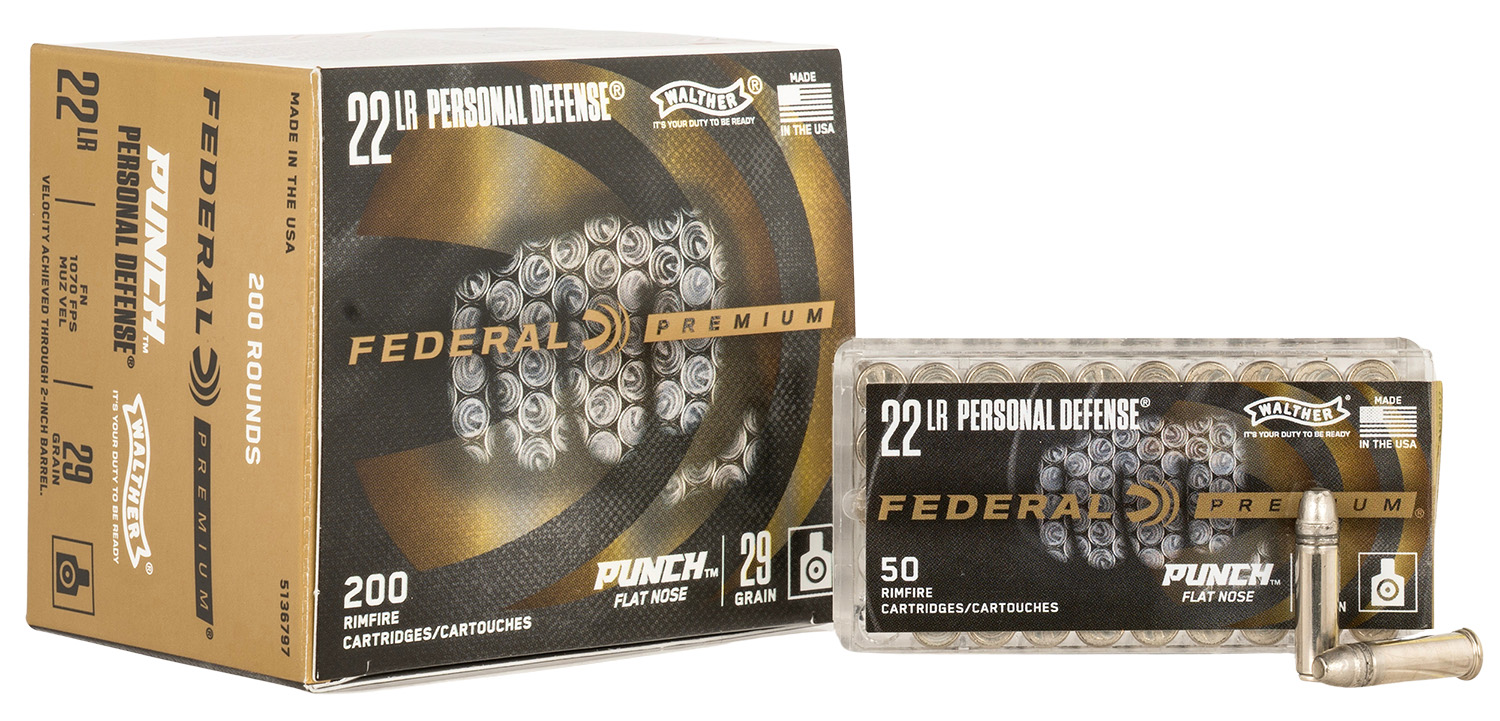 Federal 22 LR Personal Defense ammunition boxes