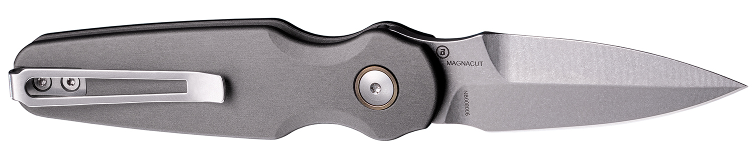 Gray folding knife with pocket clip