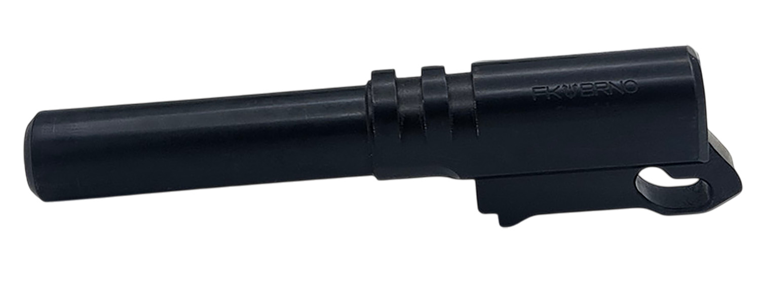 Black threaded pistol barrel with mounting lug